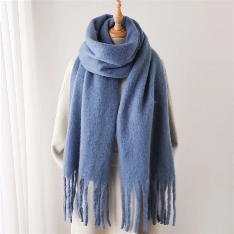 Cashmere Like Winter Scarf With Large Tassels 240x38cm - Nalani - UK Fashion Clothing and Decor