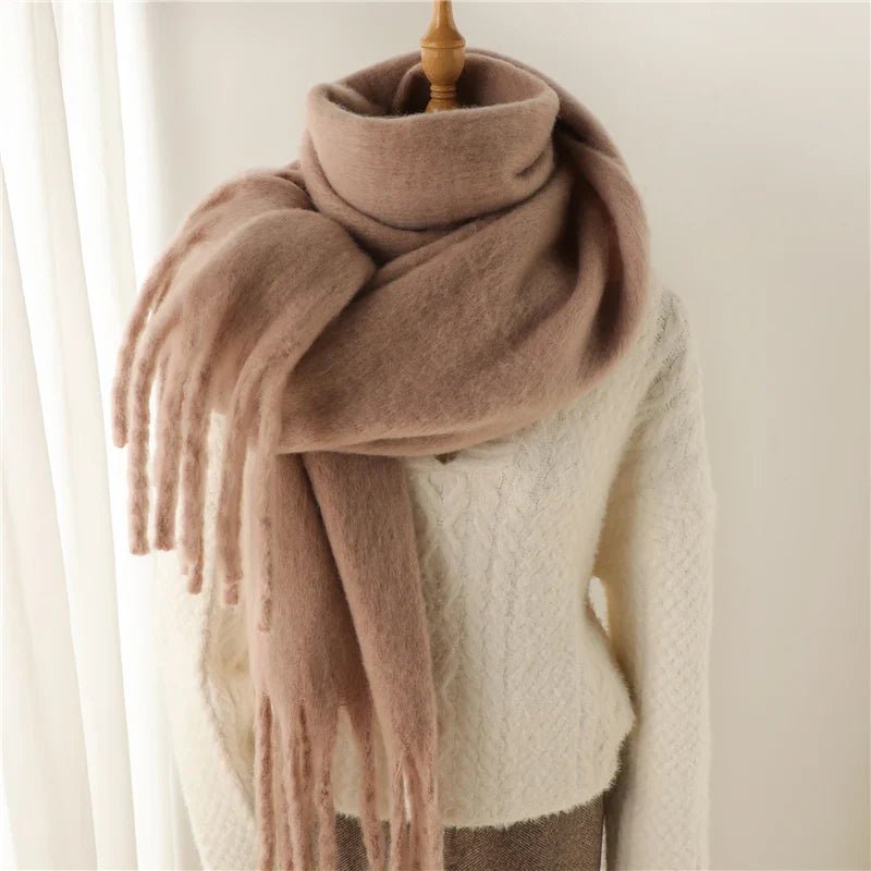 Cashmere Like Winter Scarf With Large Tassels 240x38cm - Nalani - UK Fashion Clothing and Decor