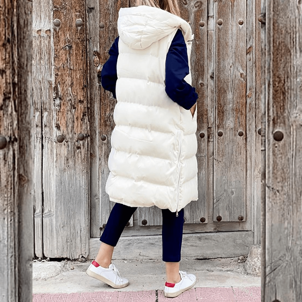 Celeni | Long Padded Puffer Vest For Women With Hood Warmth - Nalani - UK Fashion Clothing and Decor