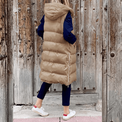 Celeni | Long Padded Puffer Vest For Women With Hood Warmth - Nalani - UK Fashion Clothing and Decor
