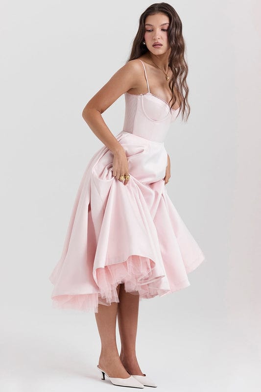Celestina – Corset-Style Sleeveless Midi Dress With Soft Stretch - Nalani - Fashion Clothing and Decor