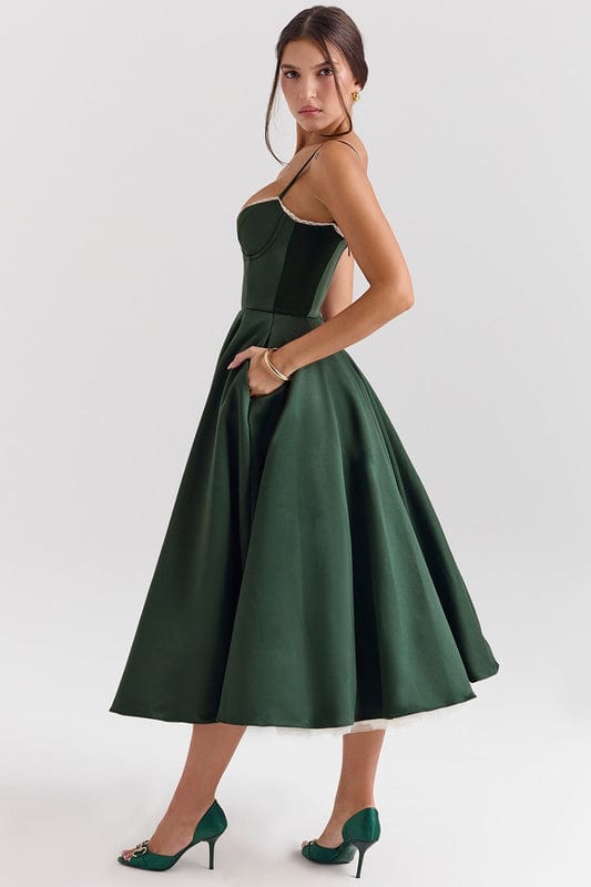 Celestina – Corset-Style Sleeveless Midi Dress With Soft Stretch - Nalani - Fashion Clothing and Decor