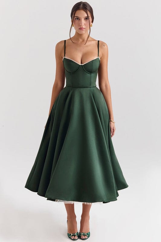 Celestina – Corset-Style Sleeveless Midi Dress With Soft Stretch - Nalani - Fashion Clothing and Decor