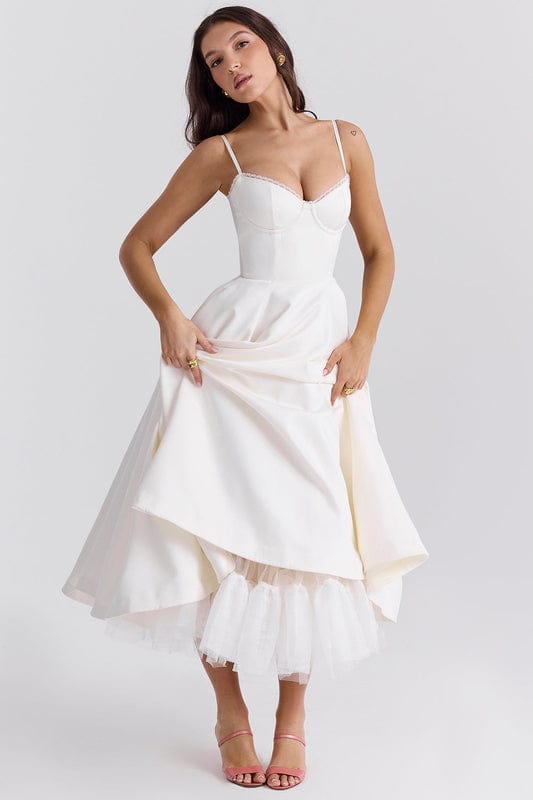 Celestina – Corset-Style Sleeveless Midi Dress With Soft Stretch - Nalani - Fashion Clothing and Decor