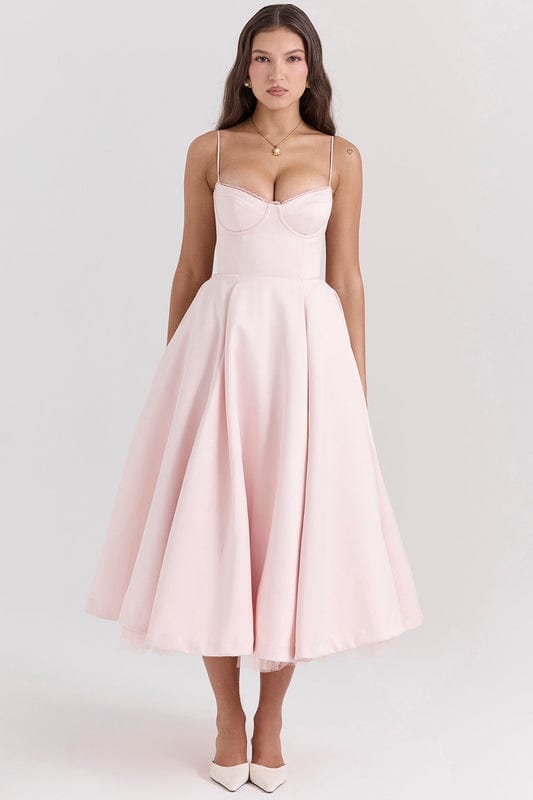 Celestina – Corset-Style Sleeveless Midi Dress With Soft Stretch - Nalani - Fashion Clothing and Decor
