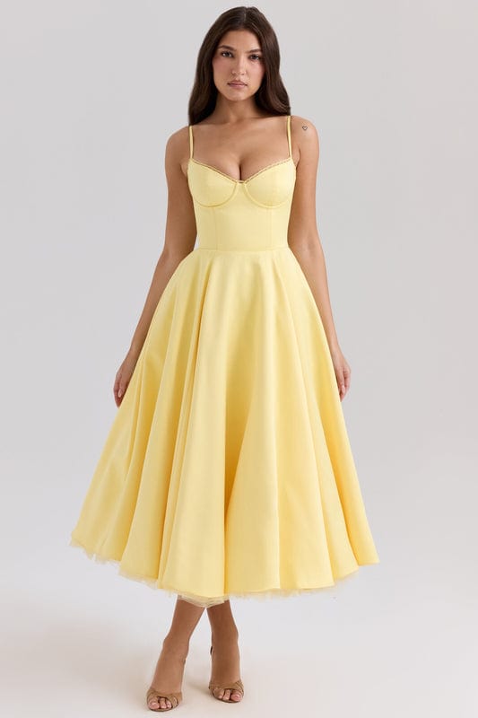 Celestina – Corset-Style Sleeveless Midi Dress With Soft Stretch - Nalani - Fashion Clothing and Decor