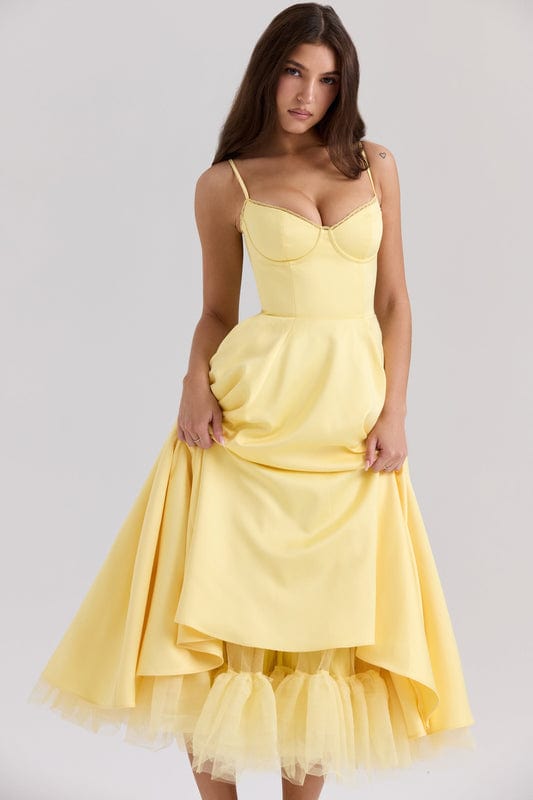 Celestina – Corset-Style Sleeveless Midi Dress With Soft Stretch - Nalani - Fashion Clothing and Decor