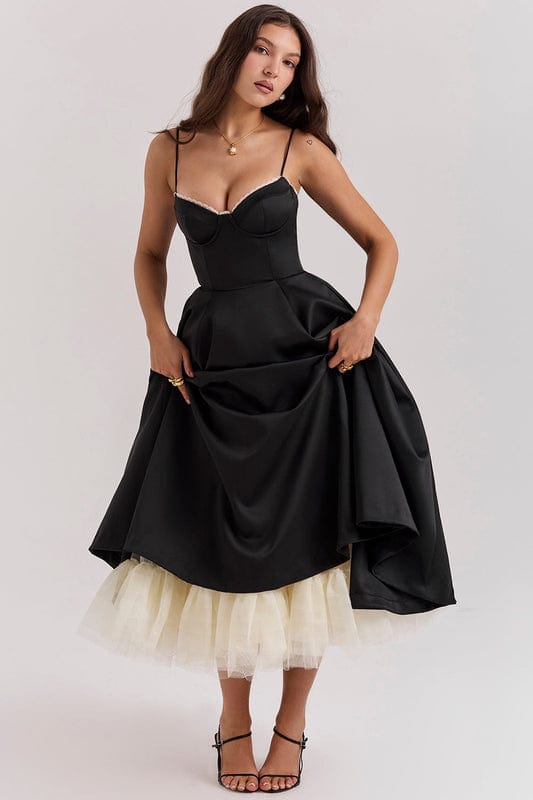 Celestina – Corset-Style Sleeveless Midi Dress With Soft Stretch - Nalani - Fashion Clothing and Decor