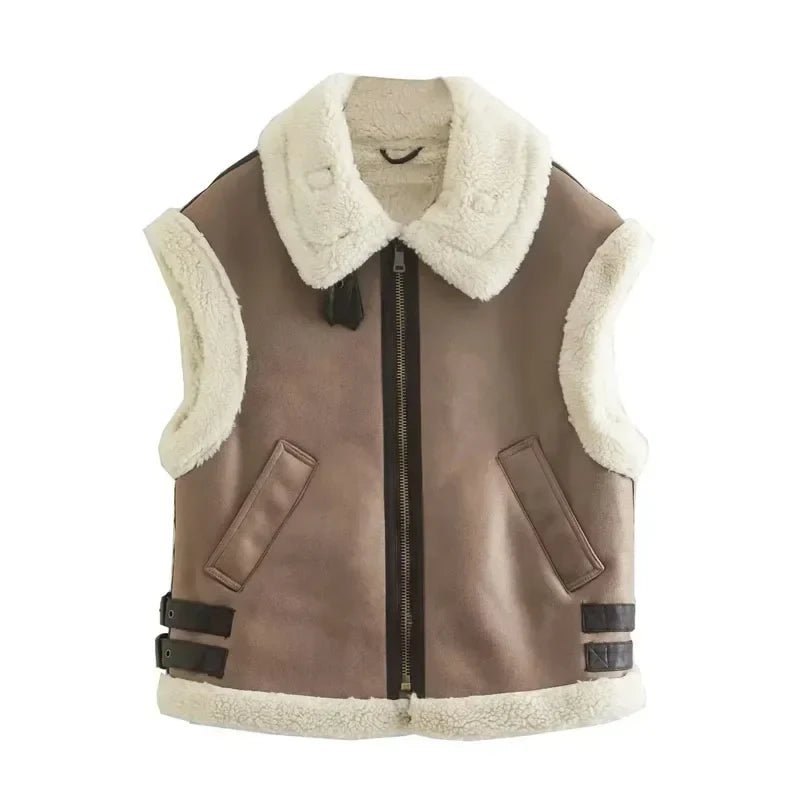 Chic Sleeveless Fur Vest Coat For Layering In Winter Warmth - Nalani - UK Fashion Clothing and Decor