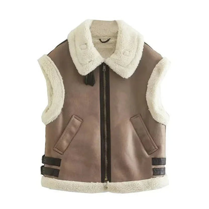 Chic Sleeveless Fur Vest Coat For Layering In Winter Warmth - Nalani - UK Fashion Clothing and Decor