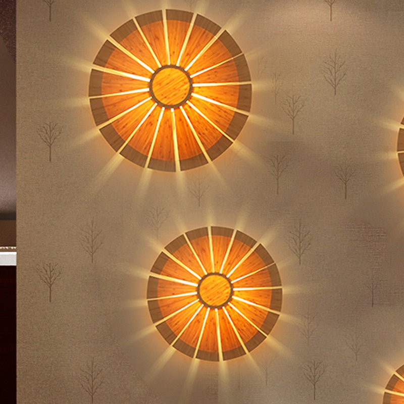 Circular Wood Veneer Wall Sconce Modern Living Room Light - Nalani - UK Fashion Clothing and Decor