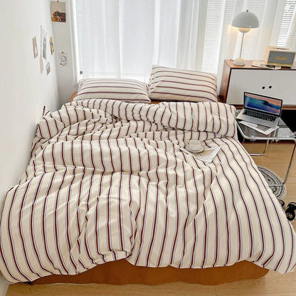 Classic Striped Bedding Set Duvet Cover Sheet Pillowcases - Nalani - UK Fashion Clothing and Decor