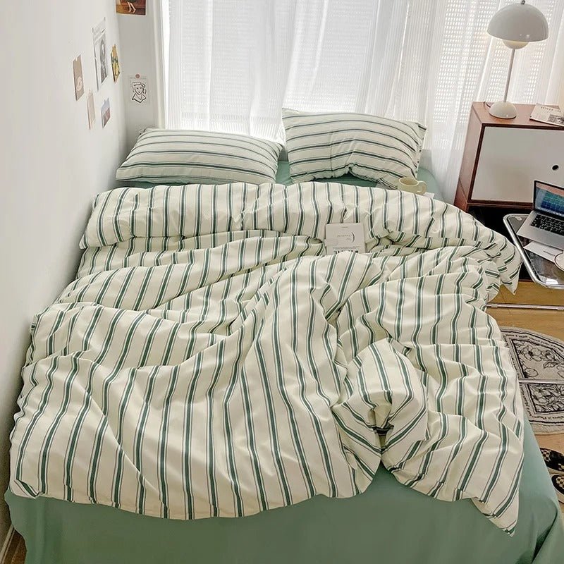Classic Striped Bedding Set Duvet Cover Sheet Pillowcases - Nalani - UK Fashion Clothing and Decor