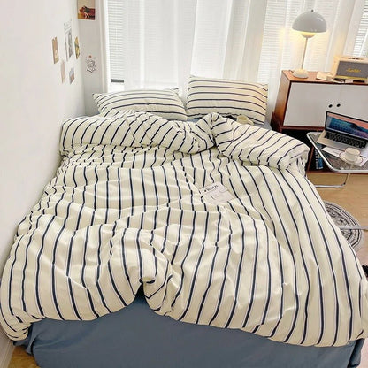 Classic Striped Bedding Set Duvet Cover Sheet Pillowcases - Nalani - UK Fashion Clothing and Decor