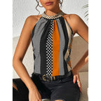 Clementine | Sleeveless summer top for women with halter neck | Polka dots & stripes - Nalani - Fashion Clothing and Decor