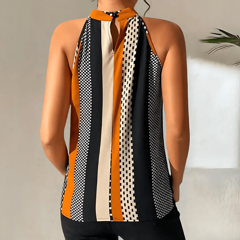 Clementine | Sleeveless summer top for women with halter neck | Polka dots & stripes - Nalani - Fashion Clothing and Decor