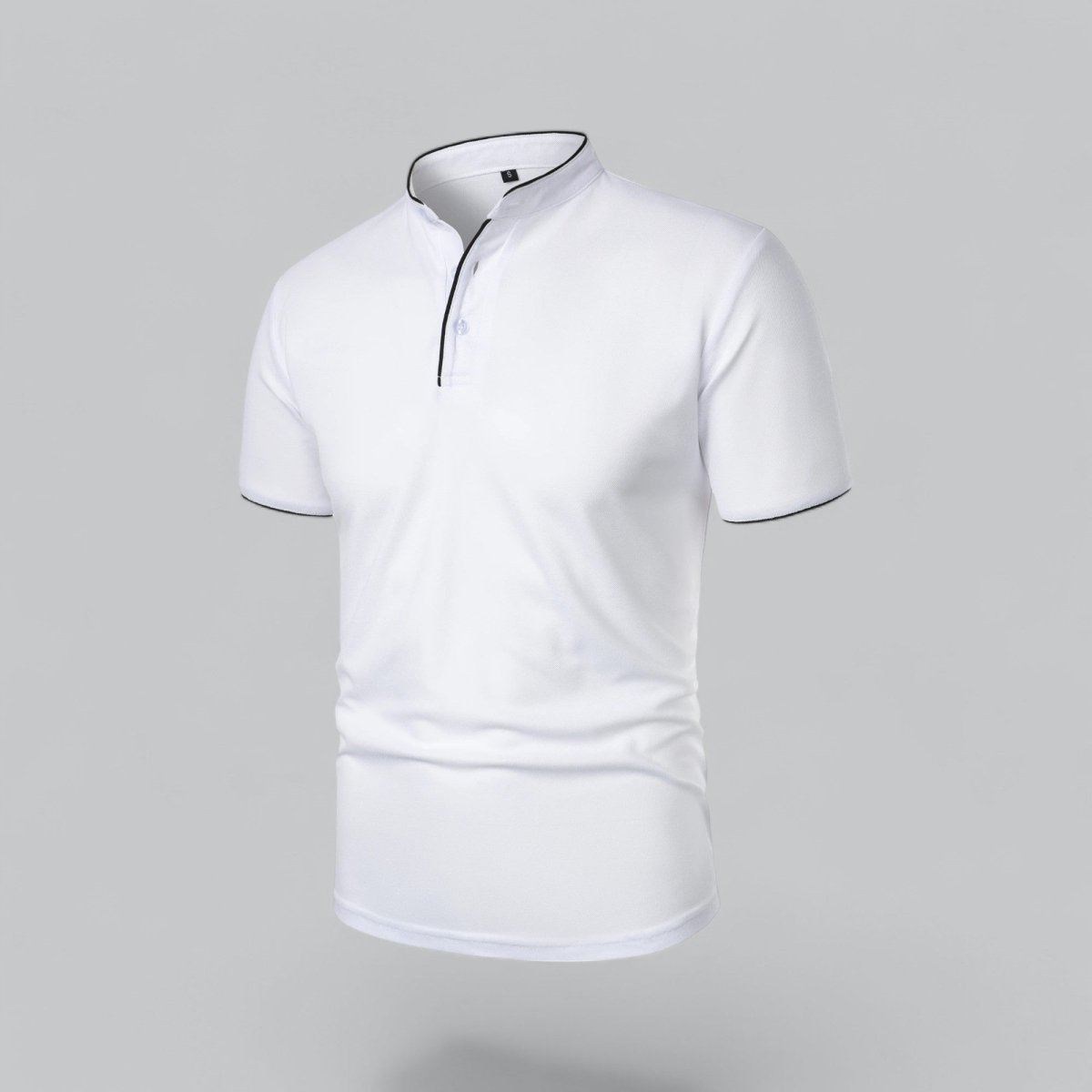 Collarless Polo Shirt Mens Timeless Old Money Style - Nalani - UK Fashion Clothing and Decor
