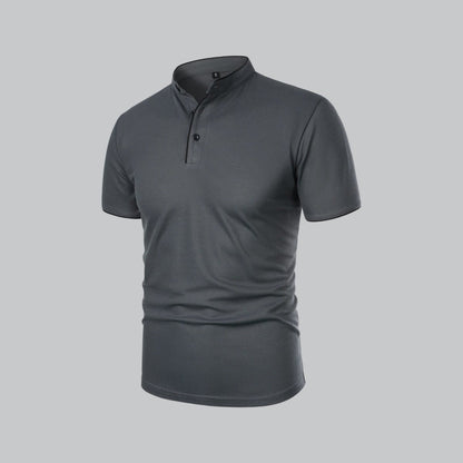 Collarless Polo Shirt Mens Timeless Old Money Style - Nalani - UK Fashion Clothing and Decor