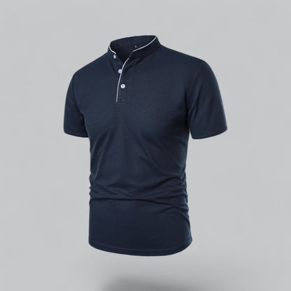 Collarless Polo Shirt Mens Timeless Old Money Style - Nalani - UK Fashion Clothing and Decor