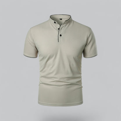 Collarless Polo Shirt Mens Timeless Old Money Style - Nalani - UK Fashion Clothing and Decor