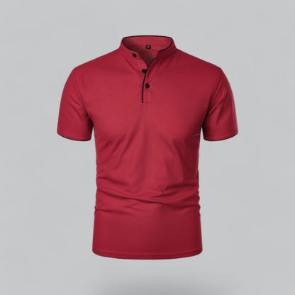 Collarless Polo Shirt Mens Timeless Old Money Style - Nalani - UK Fashion Clothing and Decor