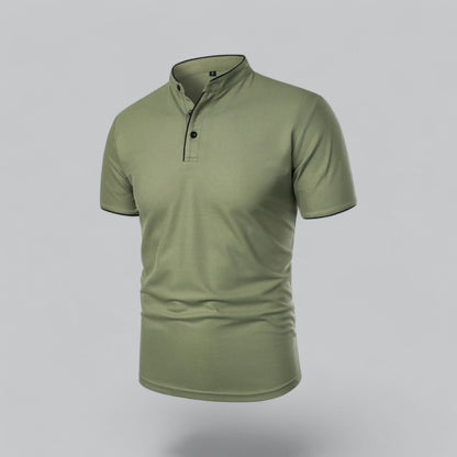 Collarless Polo Shirt Mens Timeless Old Money Style - Nalani - UK Fashion Clothing and Decor