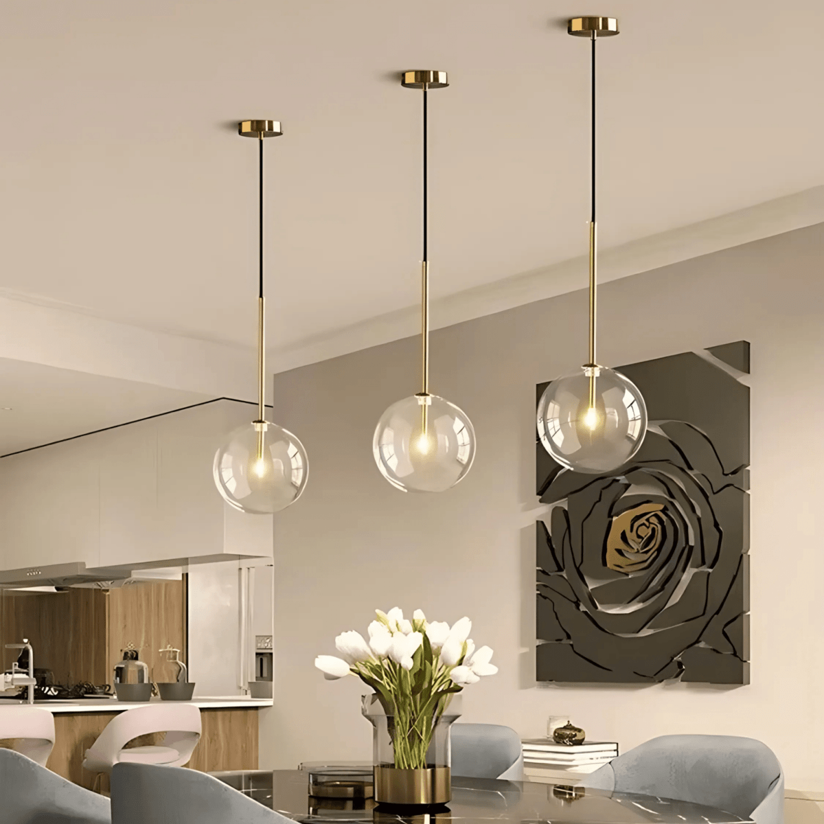 Contemporary Glass Globe Pendant Light In Three Sizes - Nalani - UK Fashion Clothing and Decor