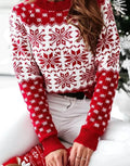 Cozy Christmas Sweater With Festive Trees Reindeer Snowflakes - Nalani - UK Fashion Clothing and Decor