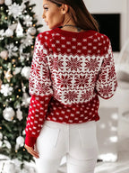 Cozy Christmas Sweater With Festive Trees Reindeer Snowflakes - Nalani - UK Fashion Clothing and Decor