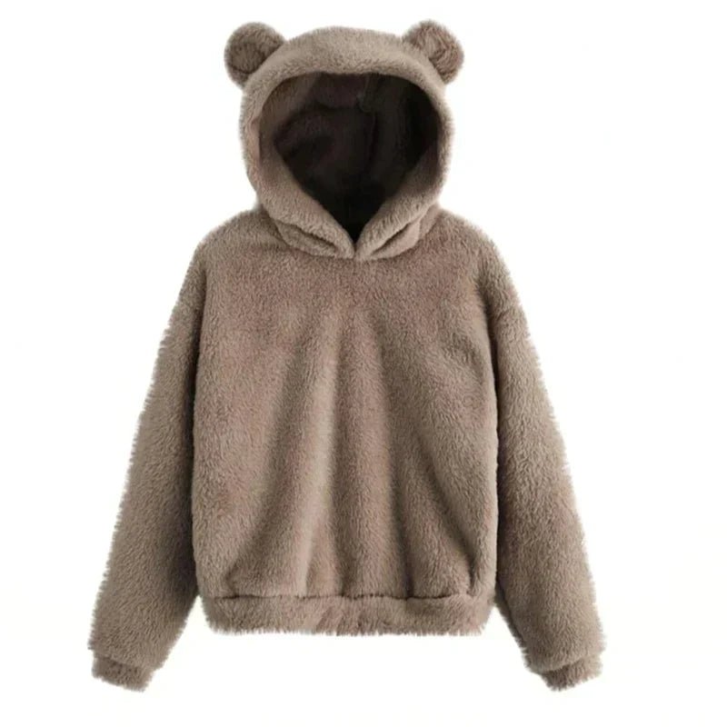 Cozy Fleece Hoodie With Bear Ear Hood For Women Lounge - Nalani - UK Fashion Clothing and Decor