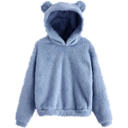 Cozy Fleece Hoodie With Bear Ear Hood For Women Lounge - Nalani - UK Fashion Clothing and Decor
