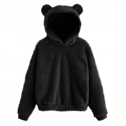 Cozy Fleece Hoodie With Bear Ear Hood For Women Lounge - Nalani - UK Fashion Clothing and Decor