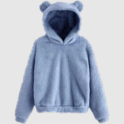 Cozy Fleece Hoodie With Bear Ear Hood For Women Lounge - Nalani - UK Fashion Clothing and Decor