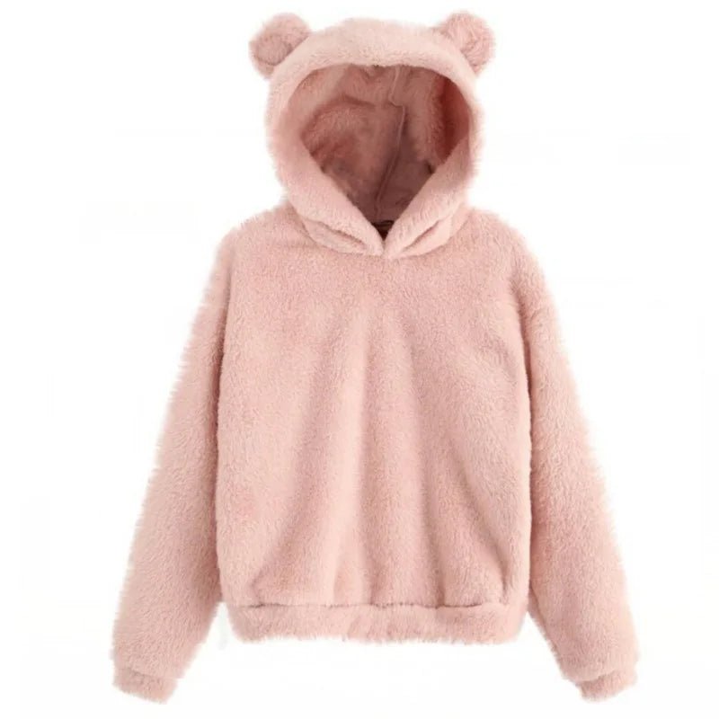 Cozy Fleece Hoodie With Bear Ear Hood For Women Lounge - Nalani - UK Fashion Clothing and Decor