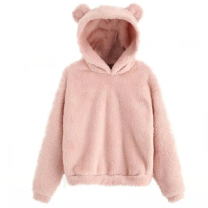 Cozy Fleece Hoodie With Bear Ear Hood For Women Lounge - Nalani - UK Fashion Clothing and Decor