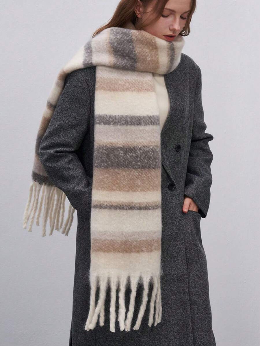 Cozy Thick Rainbow Cashmere Winter Scarf With Stripes - Nalani - UK Fashion Clothing and Decor