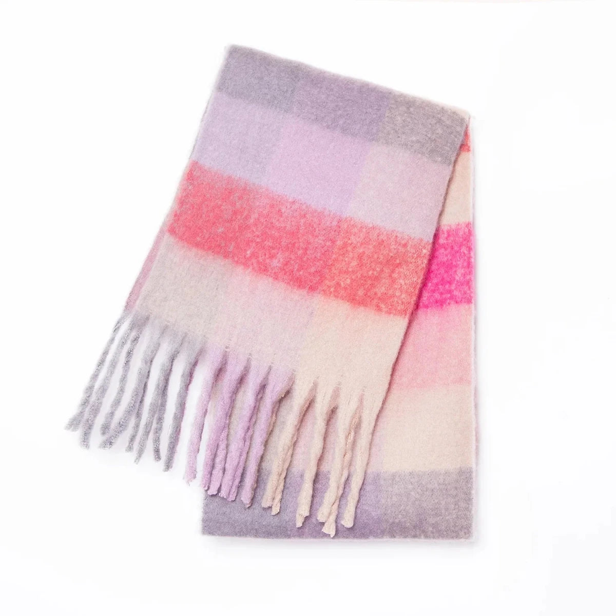 Cozy Thick Rainbow Cashmere Winter Scarf With Stripes - Nalani - UK Fashion Clothing and Decor