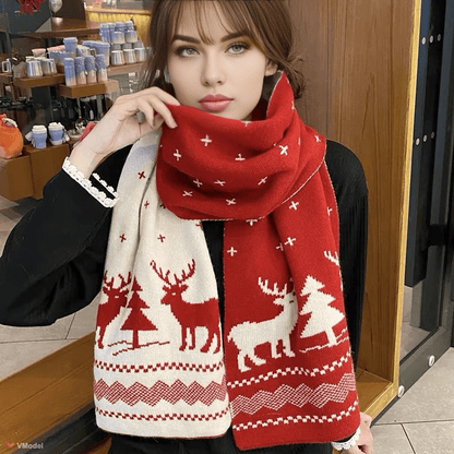 Cozy Winter Christmas Scarf Double Sided Knit Wool Warm - Nalani - UK Fashion Clothing and Decor