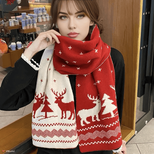 Cozy Winter Christmas Scarf Double Sided Knit Wool Warm - Nalani - UK Fashion Clothing and Decor