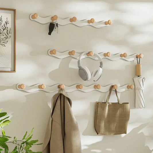 Creative Wave Shaped Wall Hook Rack No Drill Installation - Nalani - UK Fashion Clothing and Decor