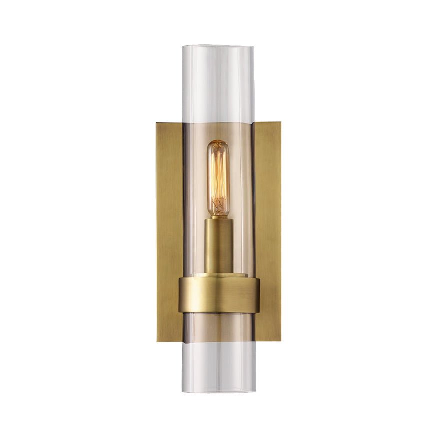 Cylinder Sconce Wall Lamp Clear Glass Black Brass For Stair - Nalani - UK Fashion Clothing and Decor