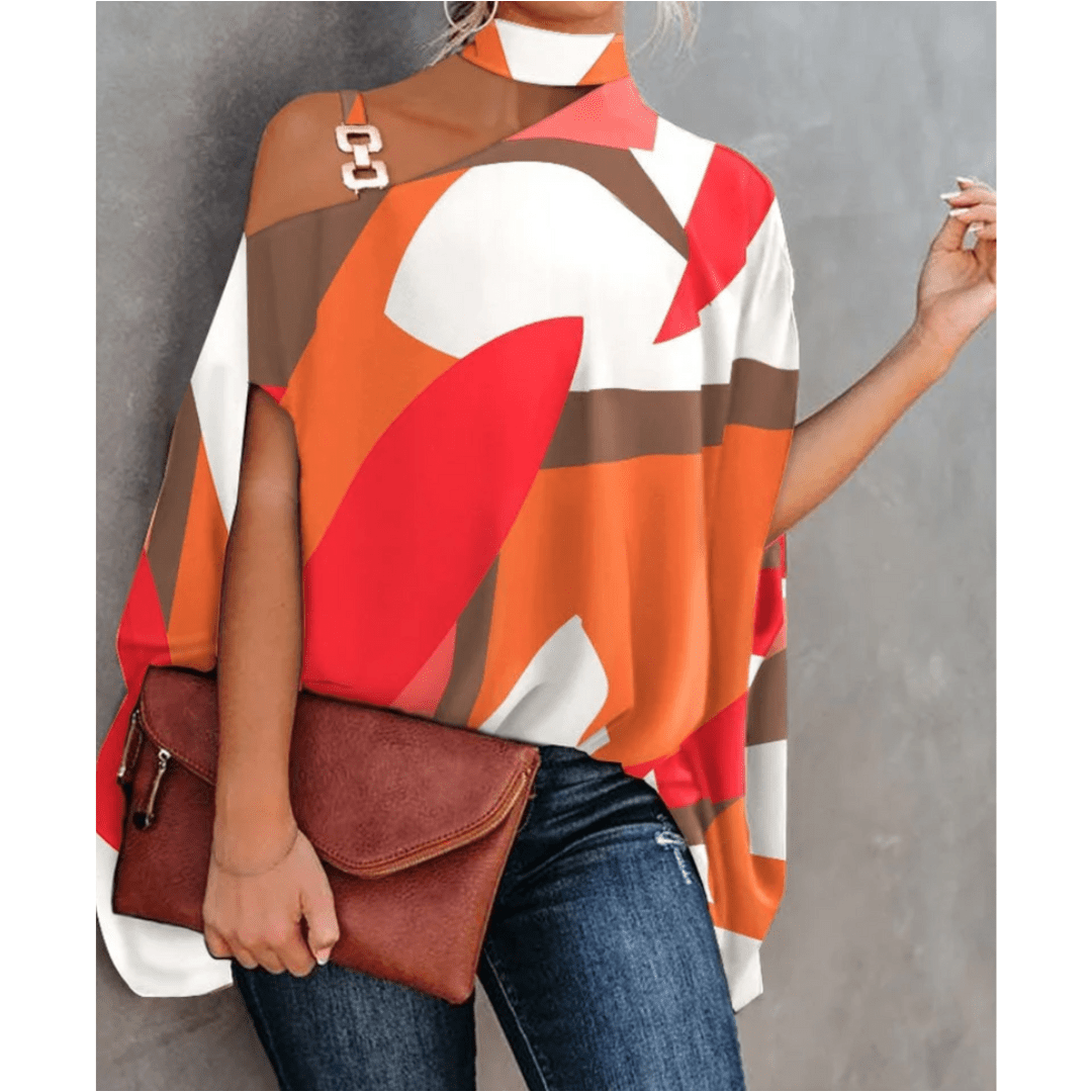 Delaney | Asymmetrical women's top with batwing sleeves and print | Relaxed fit - Nalani - Fashion Clothing and Decor