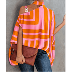 Delaney | Asymmetrical women's top with batwing sleeves and print | Relaxed fit - Nalani - Fashion Clothing and Decor