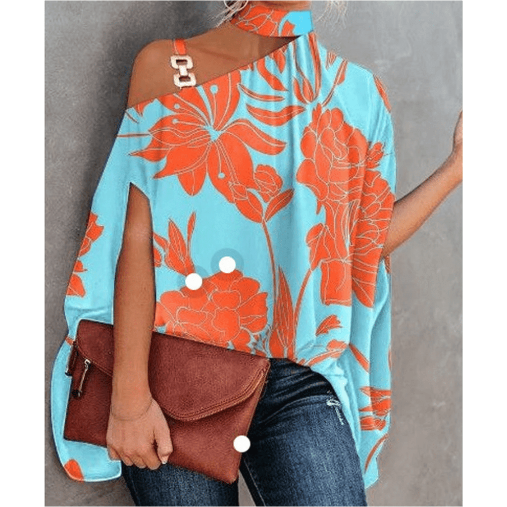 Delaney | Asymmetrical women's top with batwing sleeves and print | Relaxed fit - Nalani - Fashion Clothing and Decor