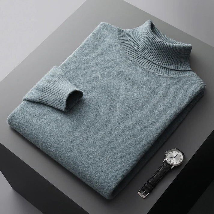 Denim Blue Men's Turtleneck Sweater Slim Fit Knitwear - Nalani - UK Fashion Clothing and Decor