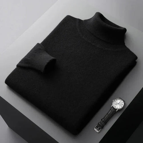 Denim Blue Men's Turtleneck Sweater Slim Fit Knitwear - Nalani - UK Fashion Clothing and Decor