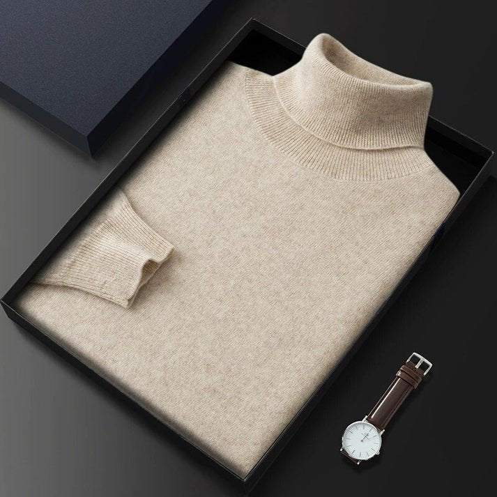 Denim Blue Men's Turtleneck Sweater Slim Fit Knitwear - Nalani - UK Fashion Clothing and Decor
