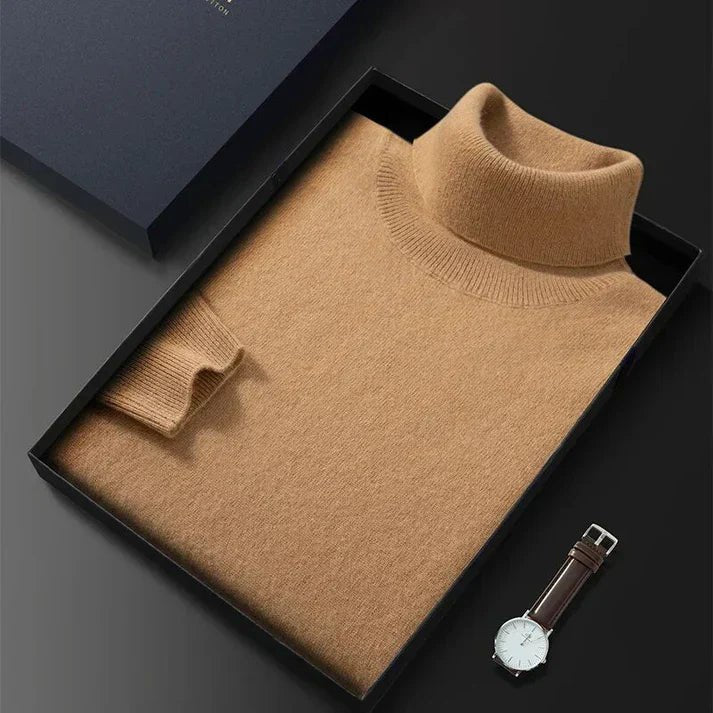 Denim Blue Men's Turtleneck Sweater Slim Fit Knitwear - Nalani - UK Fashion Clothing and Decor