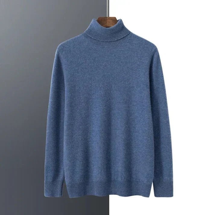 Denim Blue Men's Turtleneck Sweater Slim Fit Knitwear - Nalani - UK Fashion Clothing and Decor