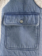 Denim Vest With Vintage Inspired Sherpa Lined Collar For Layering - Nalani - UK Fashion Clothing and Decor
